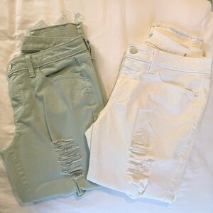 A.n.a Distressed Mid Rise Skinny Ankle Pants Set